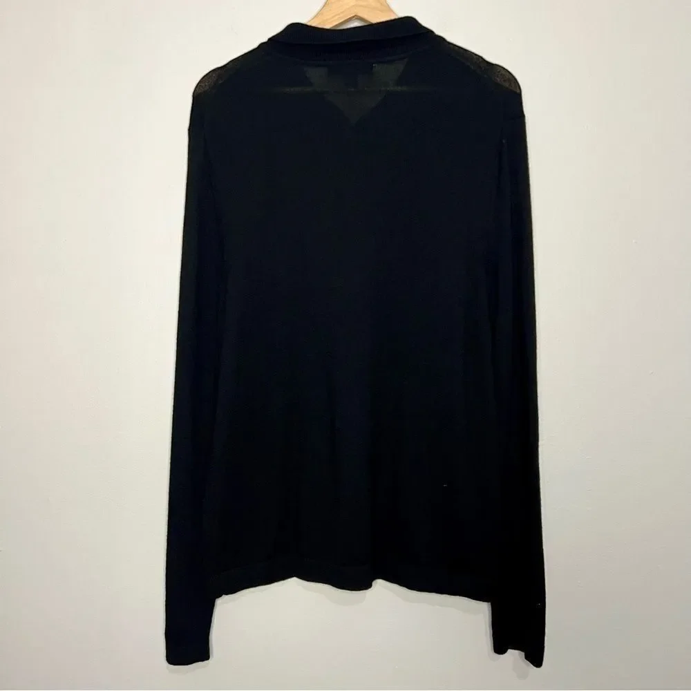 Banana Republic Black 1/4 Zip Wool Pullover Medium